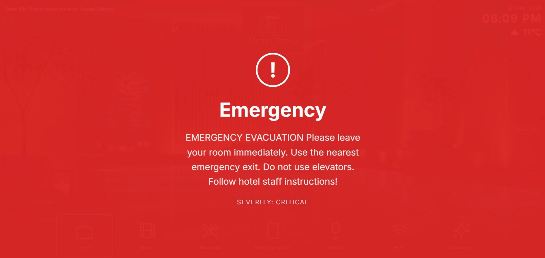 Hotel Emergency Notifications