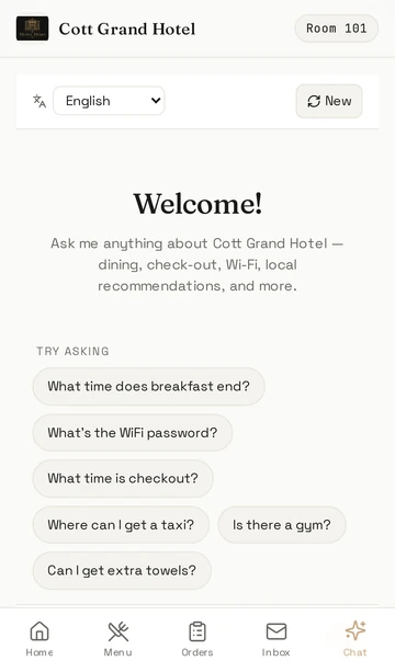 Ellia AI Concierge conversation on the guest's phone