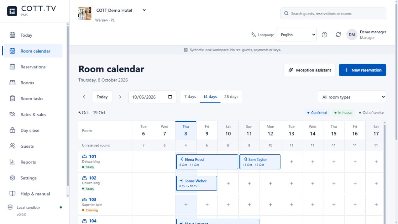 Reservations & room calendar